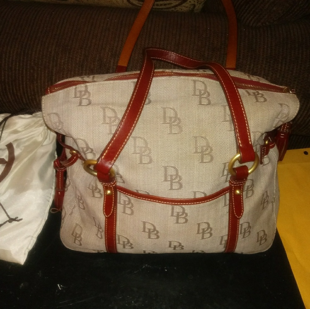 Dooney and Bourke Sig.Canvas/Red Vachetta Leather